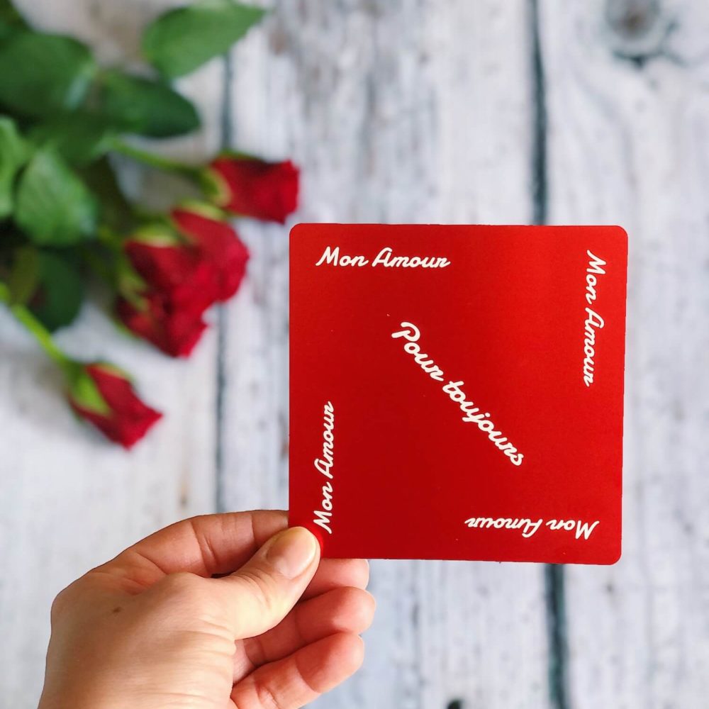 Message d'amour - carte personnalisable en aluminium