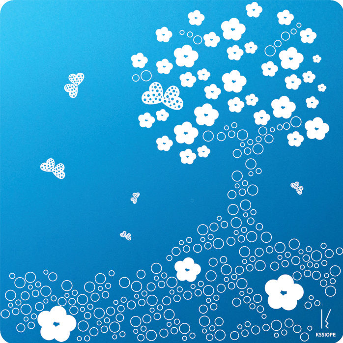 carte personnalisee - sakura butterfly - bleu-clair