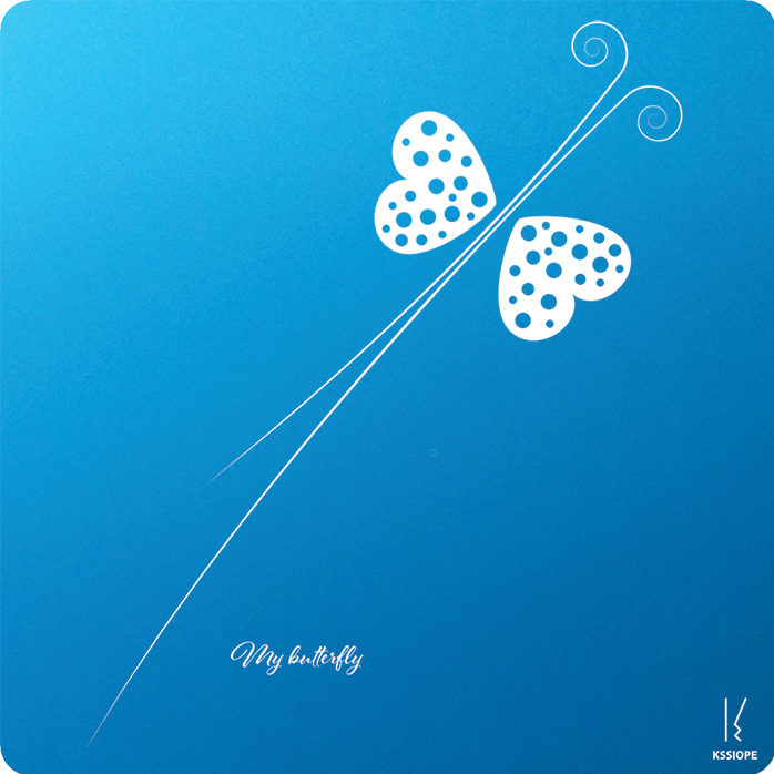 carte voeux personnalise - my butterfly - bleu clair